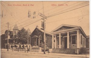 4125.57 Ambler Pa Postcard_Hotel Wyndham_Bank_Post Office_circa 1909