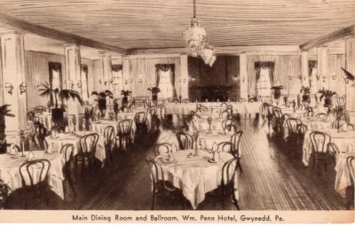 4500_230_Gwynedd PA Postcard_William Penn Hotel_Main Dining Room and Ballroom_Circa 1941