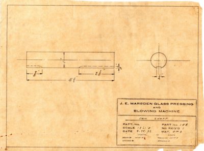 Marsden Glass Machinery Dwg #4128_34 Cam Shaft 9_20_1922