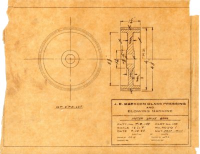 Marsden Glass Machinery Dwg #4128_38 Motor Drive Gear 9_18_1922