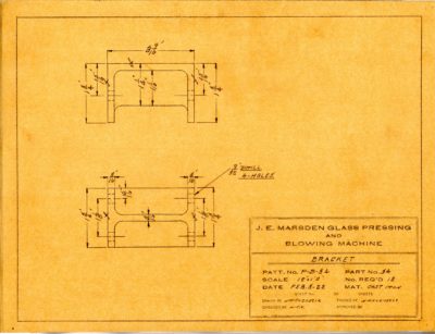 Marsden Glass Machinery Dwg #4128_41 Bracket 2_3_1922