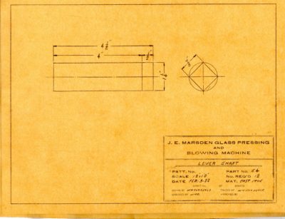 Marsden Glass Machinery Dwg #4128_44 Lever Shaft 2_3_1922