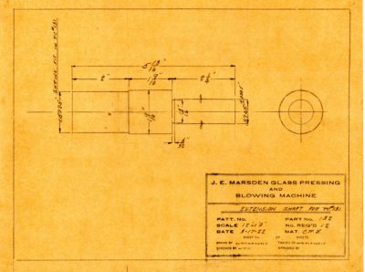 Marsden Glass Machinery Dwg #4128_47 Extension Shaft for PC #131 3_17_1922