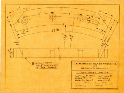 Marsden Glass Machinery Dwg #4128_54 Cam Insert for #43 2_24_1922