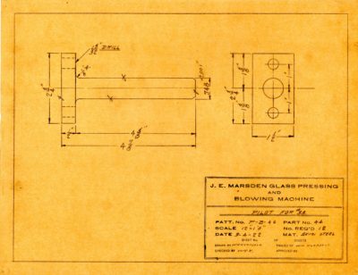 Marsden Glass Machinery Dwg #4128_57 Pilot for #33 3_4_1922